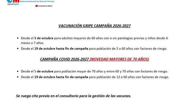 Vacunación Gripe y Covid campaña 2026/27